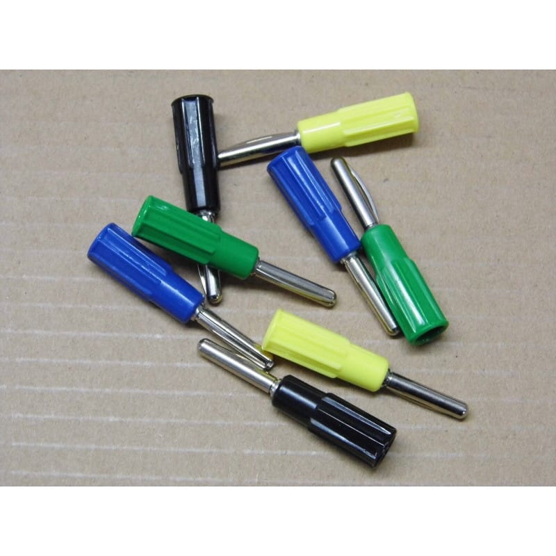 Lot de 8 Fiches Bananes Mâles 4 mm à Visser / Souder (2 Vert + 2 Bleu + 2 Jaune + 2 Noir) – RADIALL