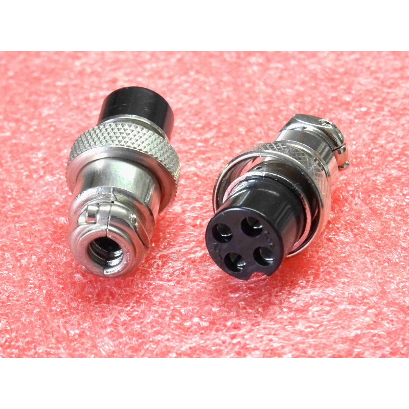 Connecteur Coaxial / Aviation Micro CB 4 Broches Femelle (Fiche Châssis / Cordon à Verrouillage Vissé)
