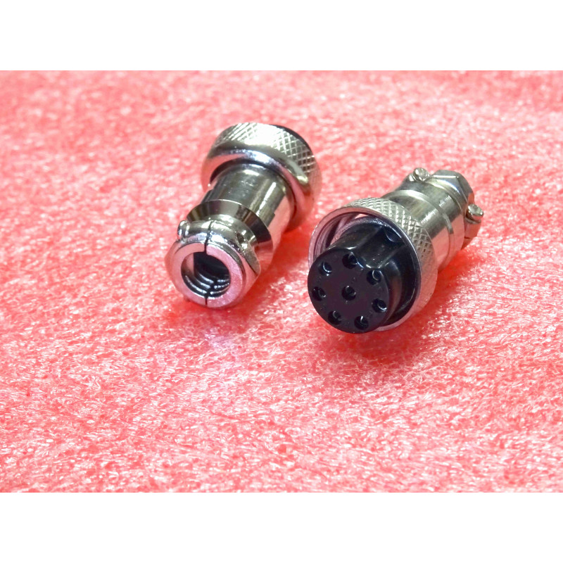 Connecteur Coaxial / Aviation Micro CB 8 Broches Femelle (Fiche Châssis / Cordon à Verrouillage Vissate)