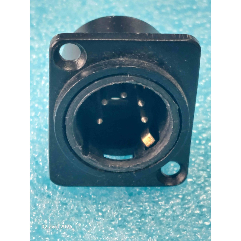 Lot de 2 Embases Mâles XLR 5 Broches à Encastrer pour Châssis (XLR-5 Mâle Panneau – Finition Noire)
