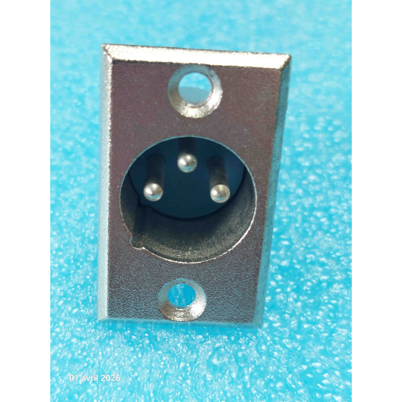 Lot de 2 Embases Mâles XLR 3 Broches à Encastrer pour Châssis (XLR-3 Mâle Panneau – Finition Argent)