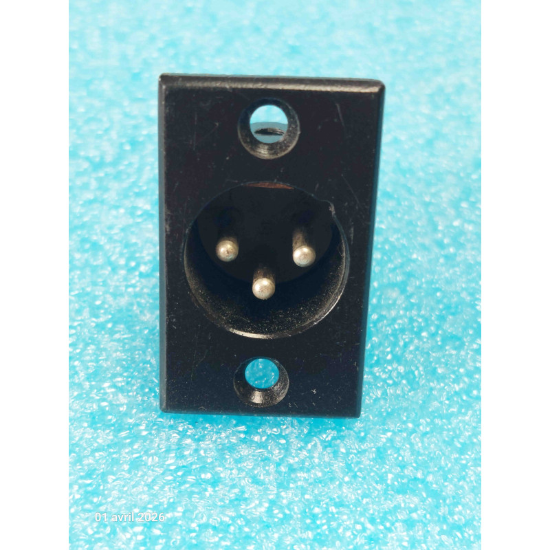 Lot de 2 Embases Mâles XLR 3 Broches à Encastrer pour Châssis (XLR-3 Mâle Panneau – Finition Noire – Fûts à Souder)