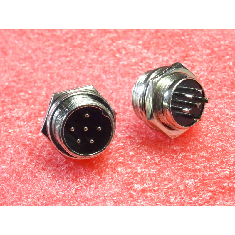 Connecteur / Embase Châssis Micro CB 6 Broches Mâle (Socle à Encastrer à Verrouillage Vissé)