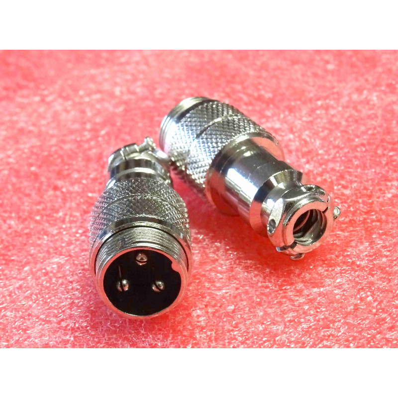Connecteur Micro Radio / CB Verrouillable 3 Broches Mâle (GX16 / Type GX-16 3 Pins)