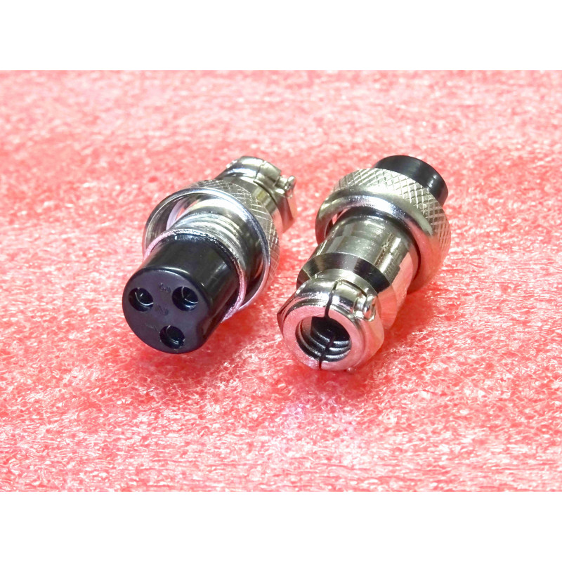 Connecteur Micro Radio / CB Verrouillable 3 Broches Femelle (GX16 / Type GX-16 3 Pins)