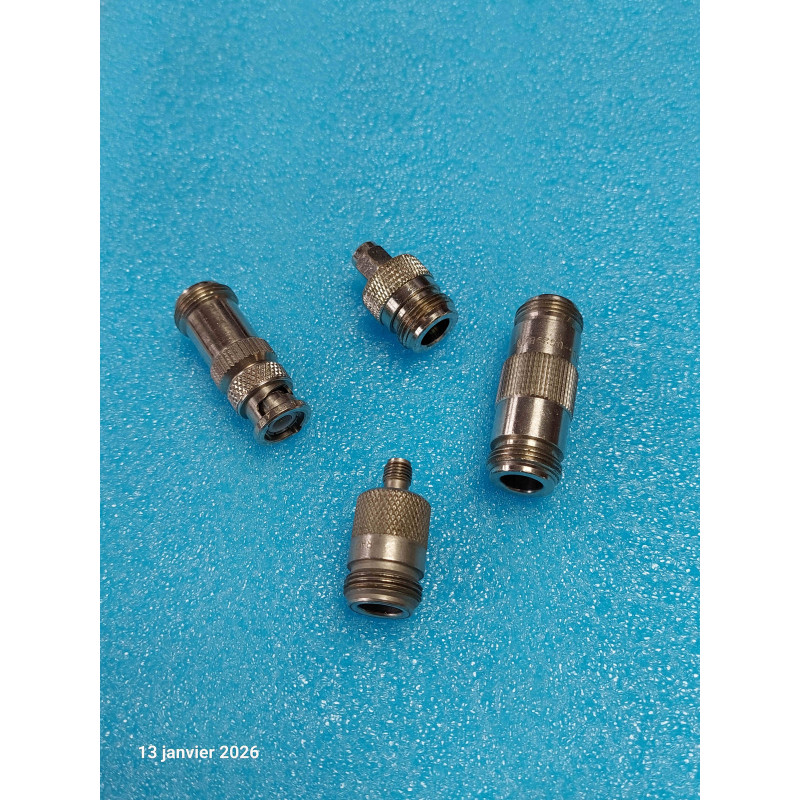 Lot de 4 Adaptateurs Coaxiaux RF : N Femelle vers N, SMA & BNC (Occasion Bon État)