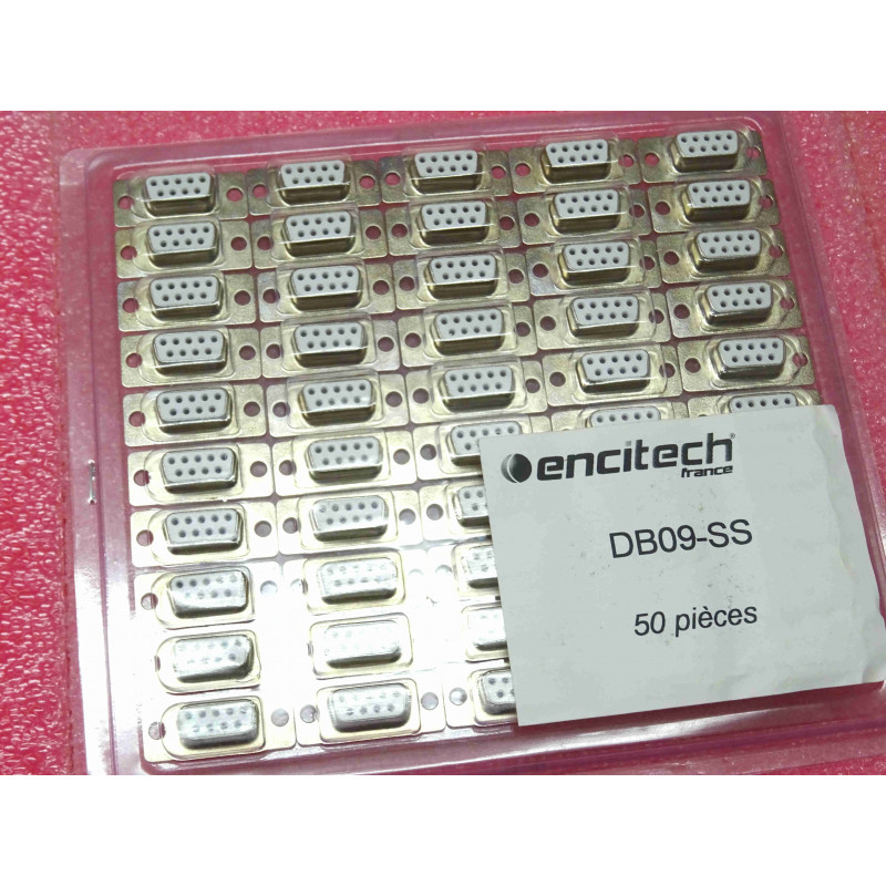 Lot de 50 Embases Sub-D 9 Broches (DB9 / DE-9) Femelles à Souder sur PCB – Encitech DB09-SS