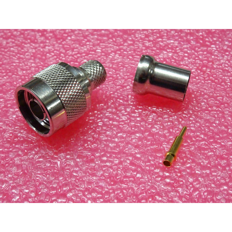 Connecteur Coaxial RF N Mâle Droit à Sertir – Pour Câble Coaxial ~10 mm (RG213, RG214, LMR400)