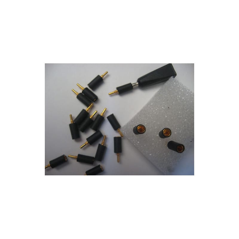 Lot de 80 Séquences / Fiches de Test Isolées Mâles 1 mm Noires avec Reprise Arrière Femelle 2 mm (Contacts Dorés)