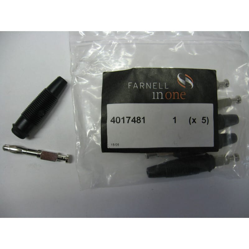 Lot de 5 Fiches Bananes Mâles 4 mm Noires à Souder – Hirschmann LAS 30 / SKS Hirschmann (30 A / 60 V DC)