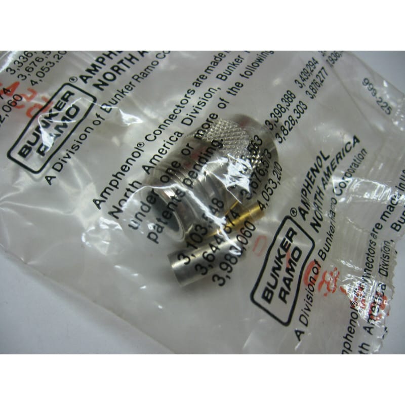 Fiche / Embase Coaxiale RF Type N Femelle à Sertir – Amphenol 999-225 (50 Ohms / 11 GHz)