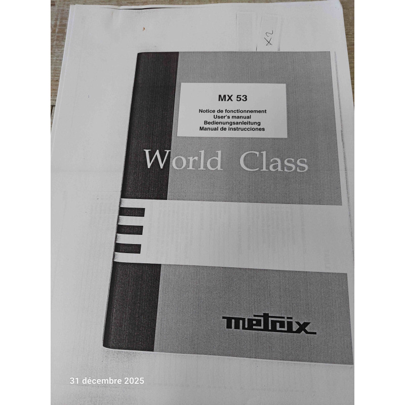 Document Technique / Reproduction d'Atelier – Notice de Fonctionnement Multimètre Numérique METRIX MX53 (Format Photocopie – Environ 20 Feuilles – Français)