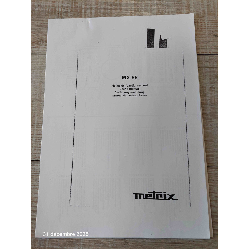 [MX56] Document Technique / Reproduction d'Atelier – Notice de Fonctionnement Multimètre Numérique METRIX MX56 (Format Photocopie – Environ 20 Feuilles – Français)