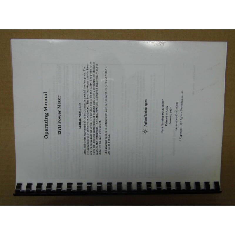 [202339811373] Manuel d'Utilisation Officiel Constructeur – Puissancemètre RF / Hyperfréquences HP / HEWLETT PACKARD 437B (Operating Manual – Édition en Anglais)