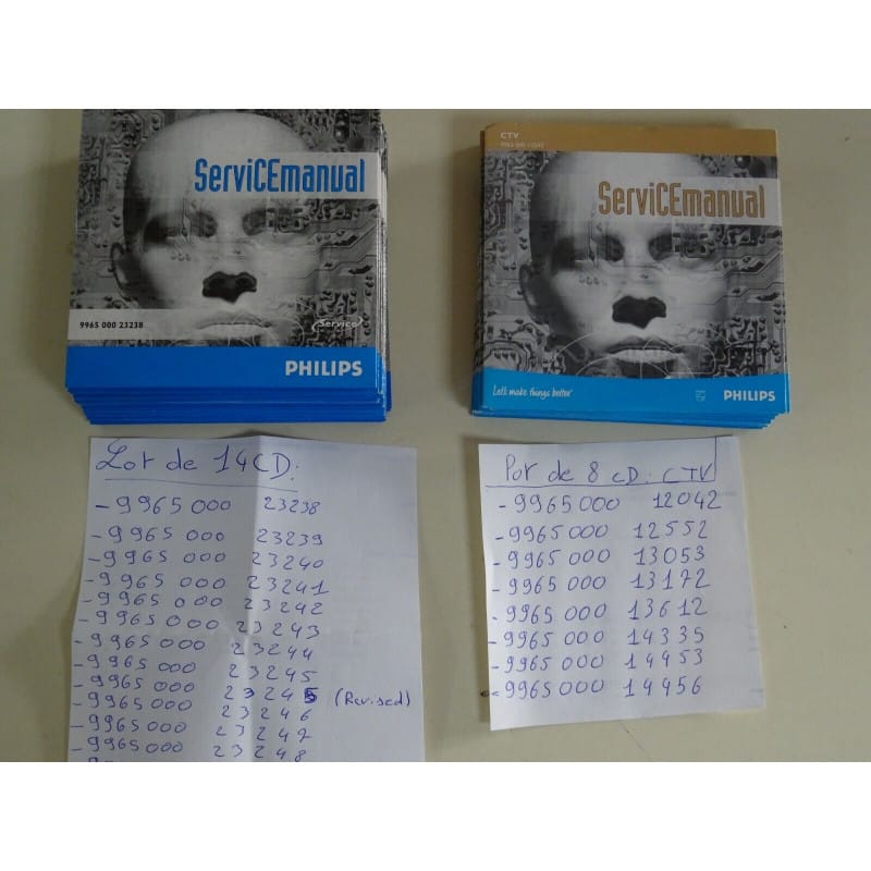 [203671974842] Lot Technique Professionnel – 22 CD-ROM PHILIPS Service Manual CTV (Télévision Couleur – Période 2002 à 2005)