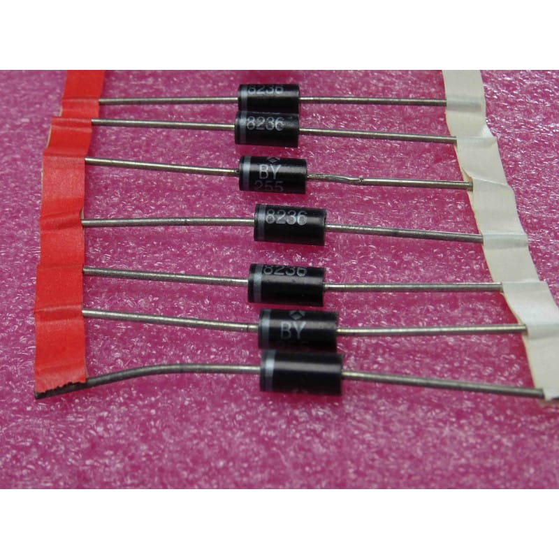 Lot de 6 Diodes de Redressement de Puissance Haute Tension BY255 (1300 V / 3 A – Boîtier Axial DO-201AD)