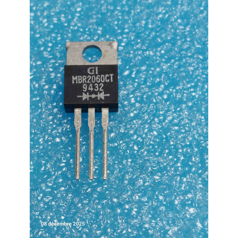 Diode Schottky Double GI MBR2060CT (60 V / 20 A – Boîtier TO-220AB – Cathode Commune)