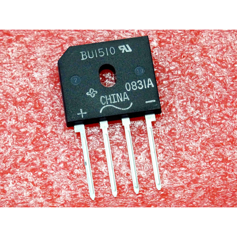 Lot de 2 Ponts Redresseurs Monophasés BU1510 (1000 V / 15 A – Boîtier Plat en Ligne SIP / GBU / BU avec Trou de Fixation)
