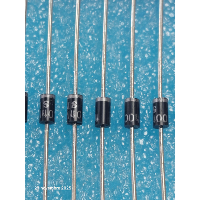 Lot de 20 Diodes de Redressement 1N4004 (400 V / 1 A – Boîtier Axial DO-41)