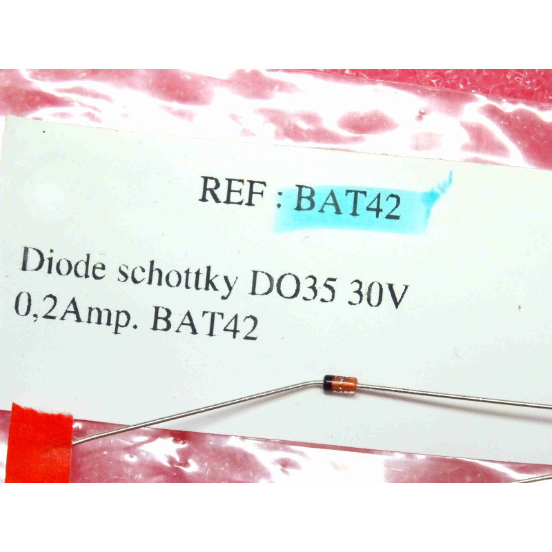[BAT42] Lot de 10 Diodes Schottky Petit Signal BAT42 (30 V / 200 mA / 5 ns – Boîtier Verre DO-35)