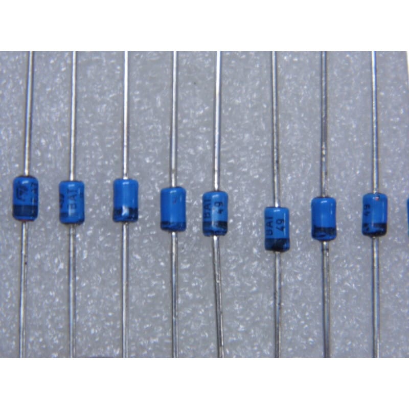Lot de 10 Diodes Schottky Petit Signal BAT49 (80 V / 500 mA / Boîtier Verre DO-35)