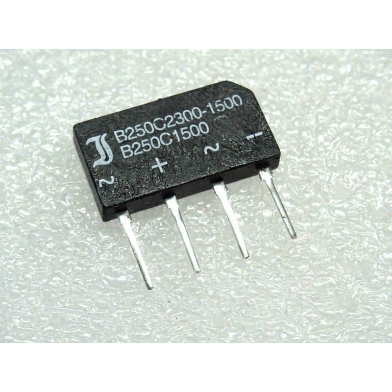 Lot de 4 Ponts Redresseurs Monophasés Diotec B250C2300-1500 (250 V AC / 500 V VRRM / 1,5 A à 2,3 A – Boîtier Traversant Plat SIL)