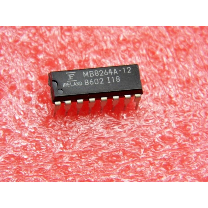 Mémoire Vive Dynamique DRAM NMOS 64K × 1 (65 536 Bits) Fujitsu MB8264A-12 / MB 8264 A -12 (Temps d'Accès Rapide 120 ns – Alimentation Unique +5 V – Boîtier DIP-16 Traversant)