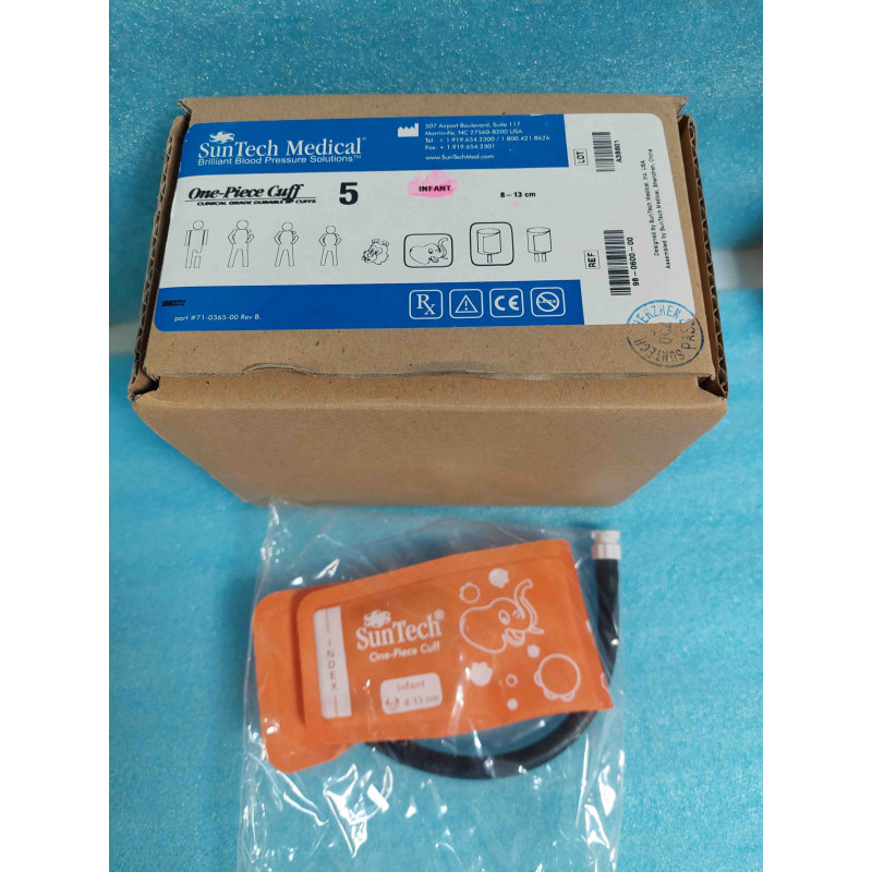 [98-0600-01] Boîte de 5 Brassards PANI / PNI Enfant SunTech Medical 98-0600-01 (Taille Small Child / Enfant 12–19 cm – Modèle Monobloc One-Piece Cuff avec Embout Raccord)