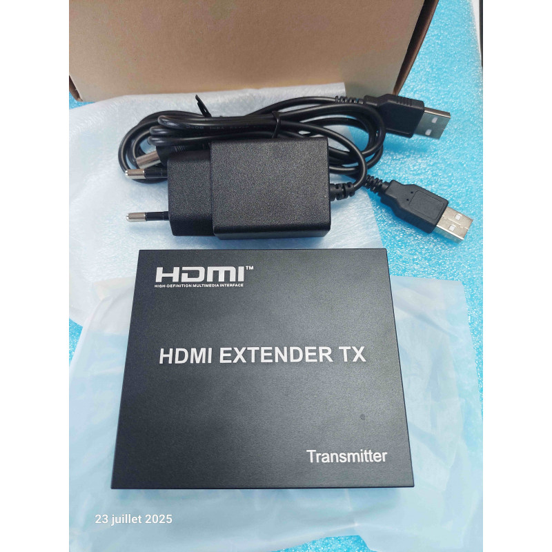 Transmetteur HDMI Extender RJ45 (Boîtier Émetteur / TX Sender Réf. Nacc004162) avec Bloc d'Alimentation Secteur 5 V 1 A