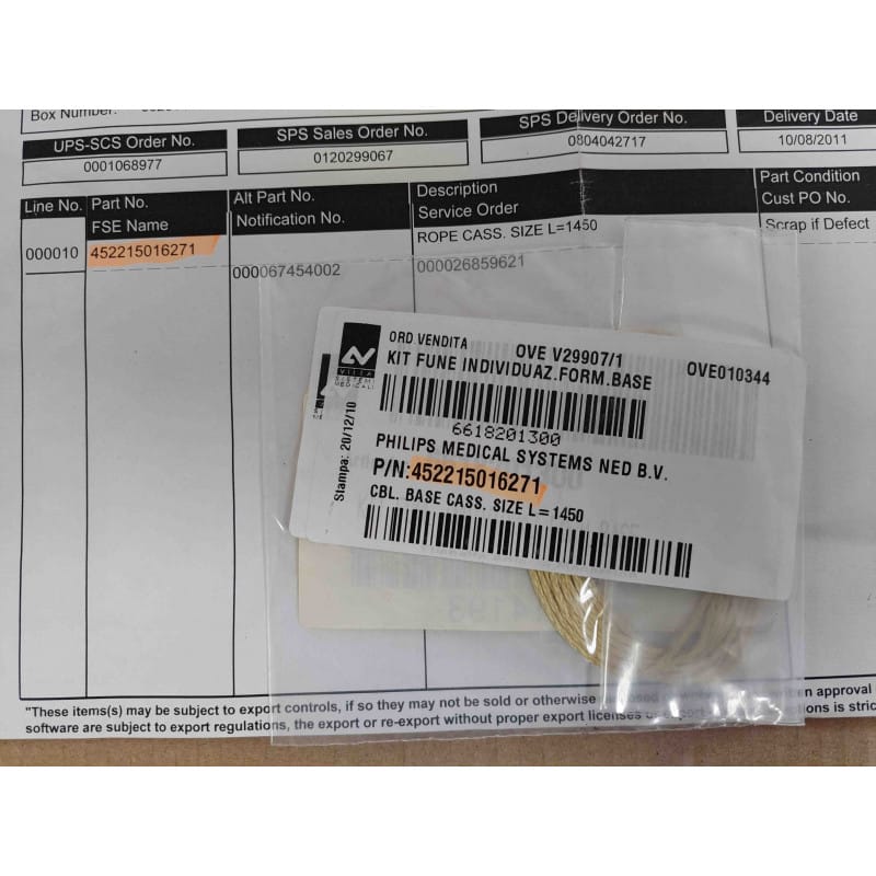 Câble / Sous-Ensemble de Traction Mécanique de Précision Rope Cass Size L: 1450 (Réf. 4522 150 16271 / 452215016271) – Philips Medical Systems