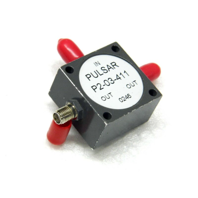 [193535987229] Diviseur / Répartiteur de Puissance RF 2 Voies 50 Ω (0,5–100 MHz) P2-03-411 – Pulsar Microwave / Cobham – Connectique SMA Femelle