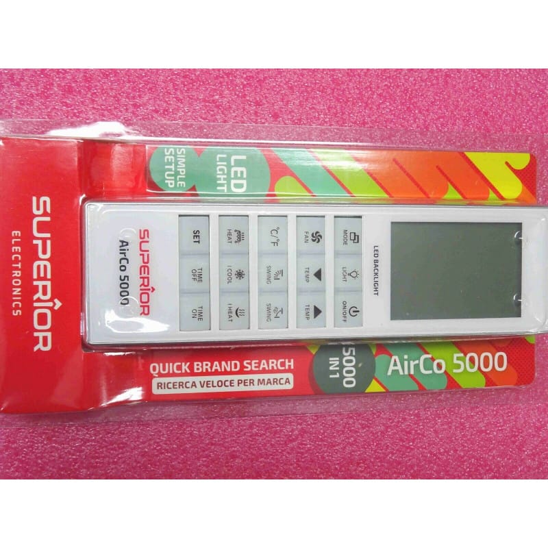 Télécommande Universelle pour Climatiseurs & Pompes à Chaleur Superior Electronics AirCo 5000 (Base de Données 5 000 Codes) – Écran Rétroéclairé & Lampe Torche Intégrée