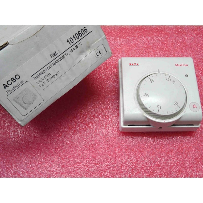 Thermostat d'Ambiance Électromécanique Tout-ou-Rien (TOR) ACSO Maxcom Tr (Réf. 1010606) 10°C à 30°C – 230 V AC / 10 A AC1 – 85 × 85 mm