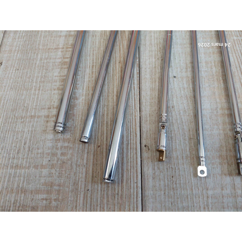 [LOT DE 11 ANTENNES] Lot de 11 antennes télescopiques radio avec cosses – Laiton chromé
