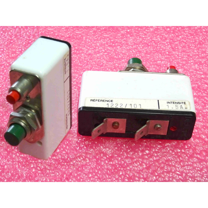 Disjoncteur / Coupe-Circuit Miniature Diruptor Stopcircuit 1,5 A (Réf. 1222/101) – Protection Magnéto-Thermique de Précision – Dimensions 30 × 56 × 18 mm