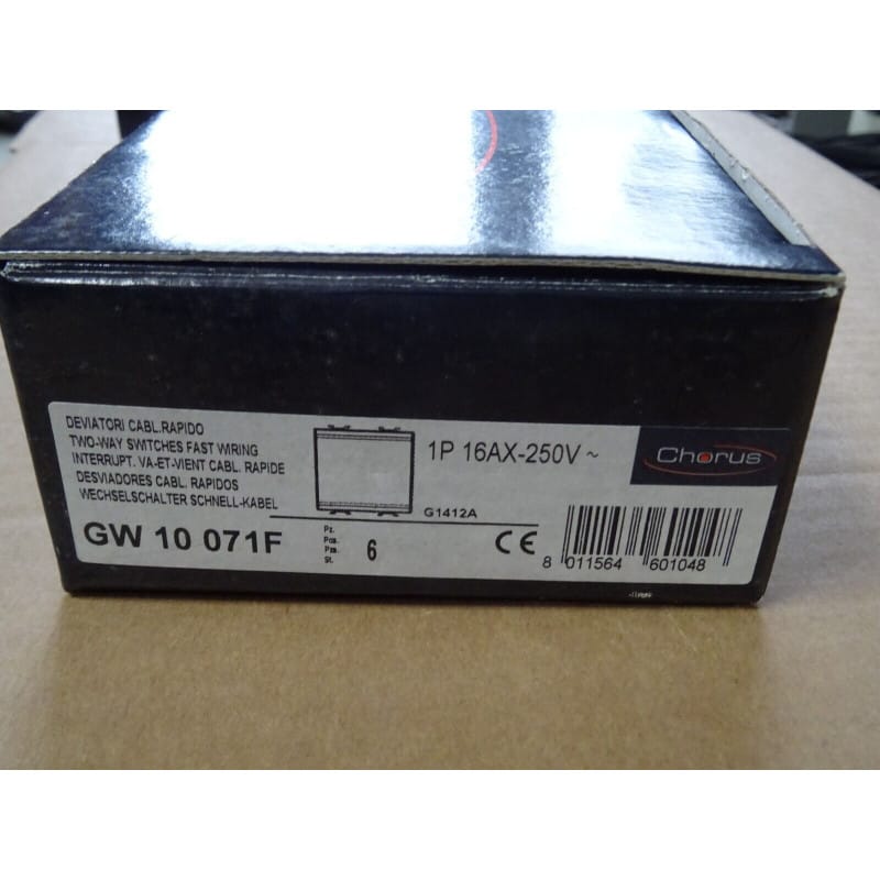 Boîte de 6 Mécanismes Interrupteur / Va-et-Vient 1P 16AX 250V AC Gewiss Chorus GW10071F (1 Module – Blanc Brillant) – Connexion Rapide à Ressort