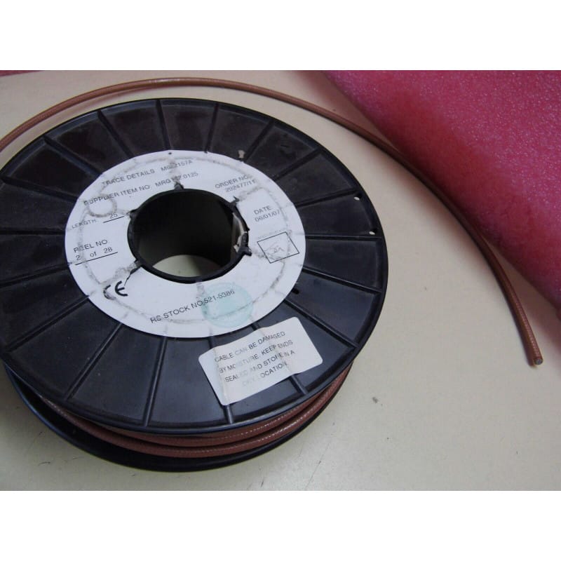 Câble Coaxial Hyperfréquence Double Blindage 50 Ω RG-142 B/U Gaine FEP Marron (Réf. RS 521-5386) – Longueur 1 m