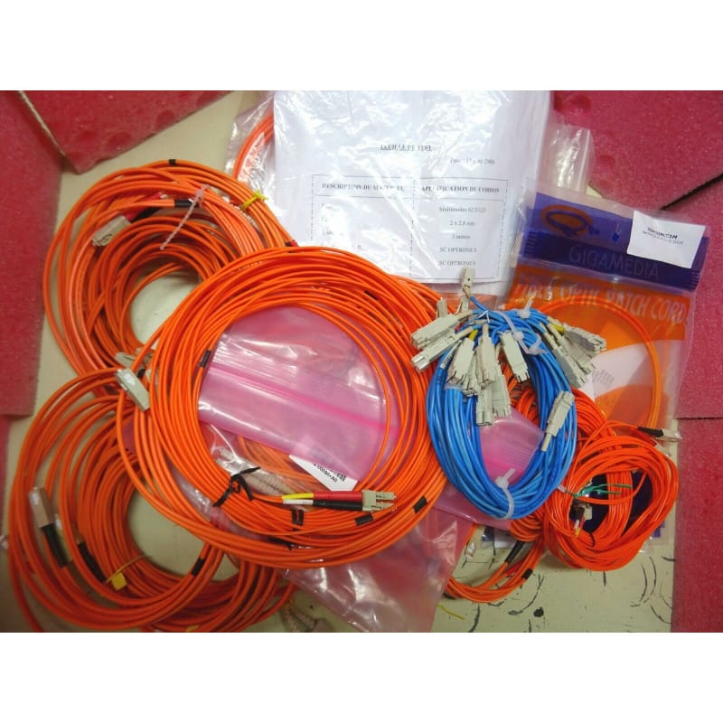Lot Groupé de 25 Jarretières & Cordons Fibre Optique Multimode (OM1 62,5/125 µm & OM2/OM3 50/125 µm) – Mixte Neuf & Occasion
