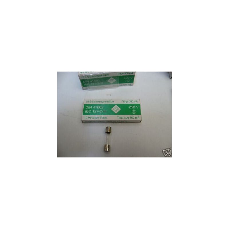 Boîte de 10 Fusibles Verre Wickmann T20T 500 mA (0,5 A) 250 V Temporisés – Format 5x20 mm – Made in Germany