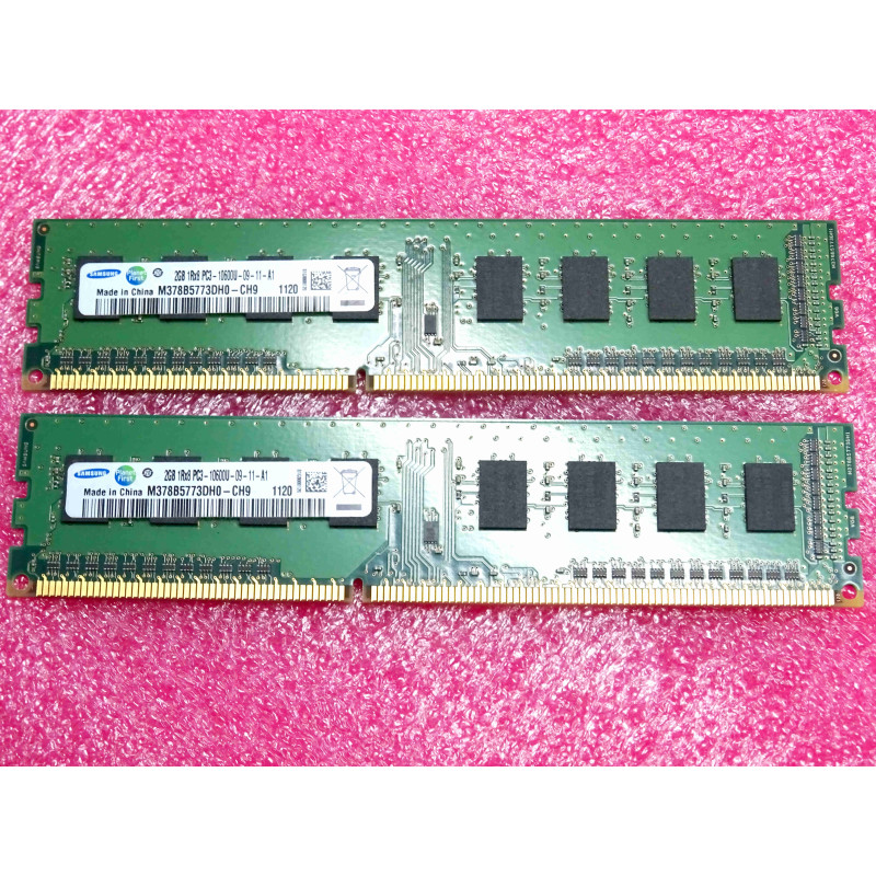 [M378B5773DH0-CH9] Lot de 2 Barrettes de RAM DDR3 2 Go (Total 4 Go) – Samsung M378B5773DH0-CH9 (PC3-10600U / 1333 MHz / Non-ECC Unbuffered / 240 Broches)