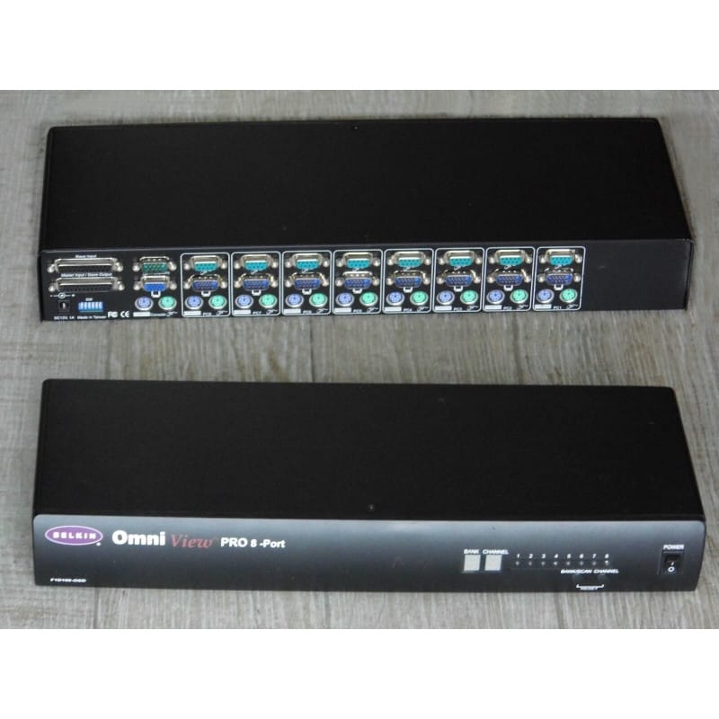 Commutateur KVM 8 Ports PS/2 & VGA avec Affichage OSD – Belkin OmniView PRO (Réf. F1D108-OSD) – Bloc d'Alimentation Compatible Inclus (Non d'Origine)