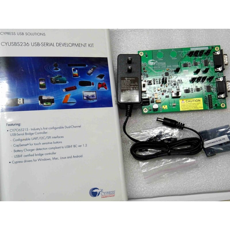 Kit d'Évaluation & de Développement USB-Série Double Canal – Cypress Semiconductor CYUSBS236 (Puce CY7C65215-32LTXI)