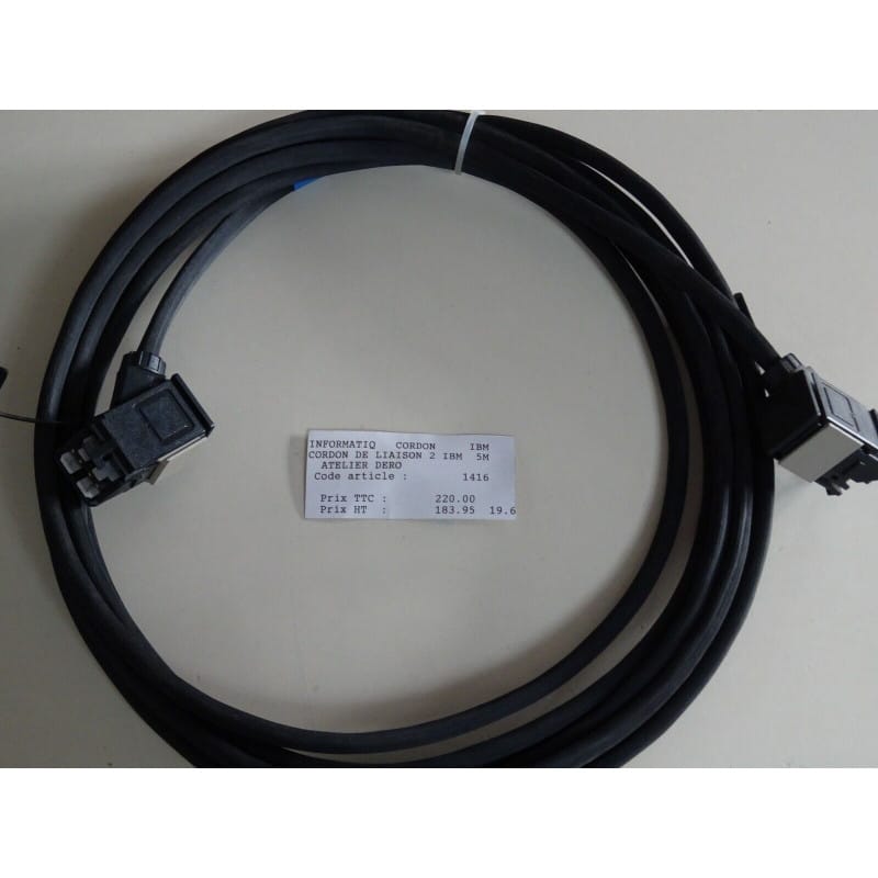 Cordon de Liaison & Brassage Réseau Token Ring IBM Cabling System (ICS) Type 1 vers Type 1 – Longueur 5 m – Connecteurs Hermaphrodites IBM – Matériel Vintage / Rétro-Computing