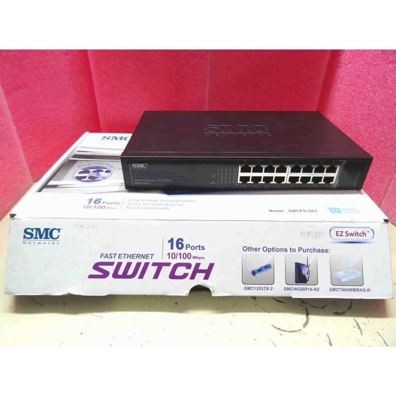 Commutateur Réseau 16 Ports Fast Ethernet – SMC Networks EZ Switch (Réf. SMCFS1601) – 10/100 Mbps Non Manageable