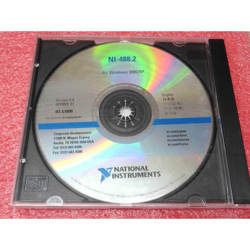 CD-ROM Original Pilotes & Utilitaires GPIB – National Instruments NI-488.2 Version 2.4 (Réf. Média 501088E-01) – Pour Windows 2000 / Windows XP