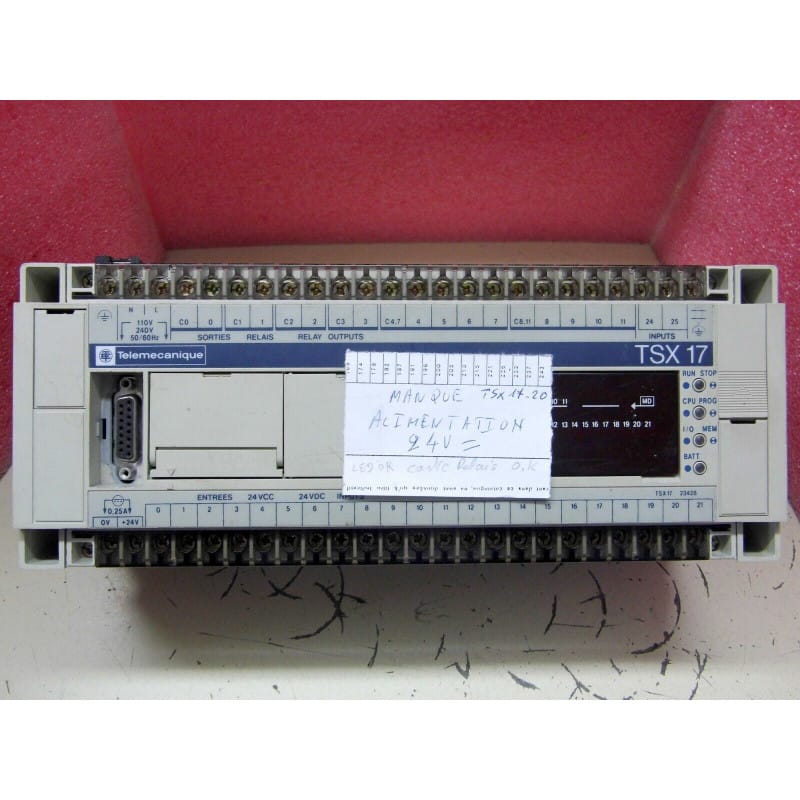 Automate Programmable Industriel (API) Compact – Télémécanique / Schneider Electric TSX 17-20 (Réf. TSX1723428 / Indice V1.4 II:15) – Carte Relais & Voyants LED Opérationnels – Sans Alimentation 24 V Interne