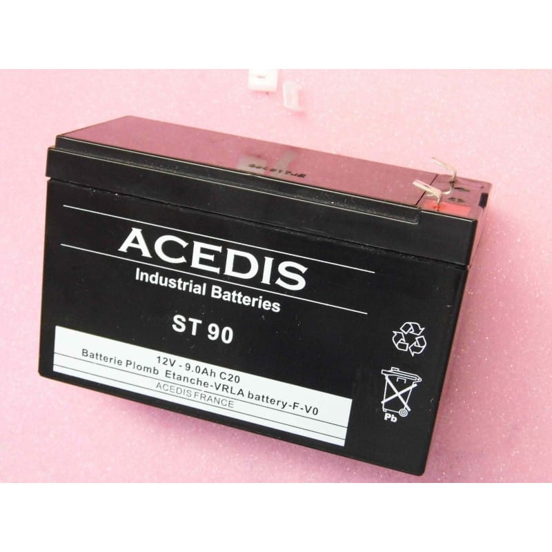 Batterie de Secours Incendie 12V 9Ah Plomb Étanche Bac Ignifugé UL94-V0 pour SSI et CMSI