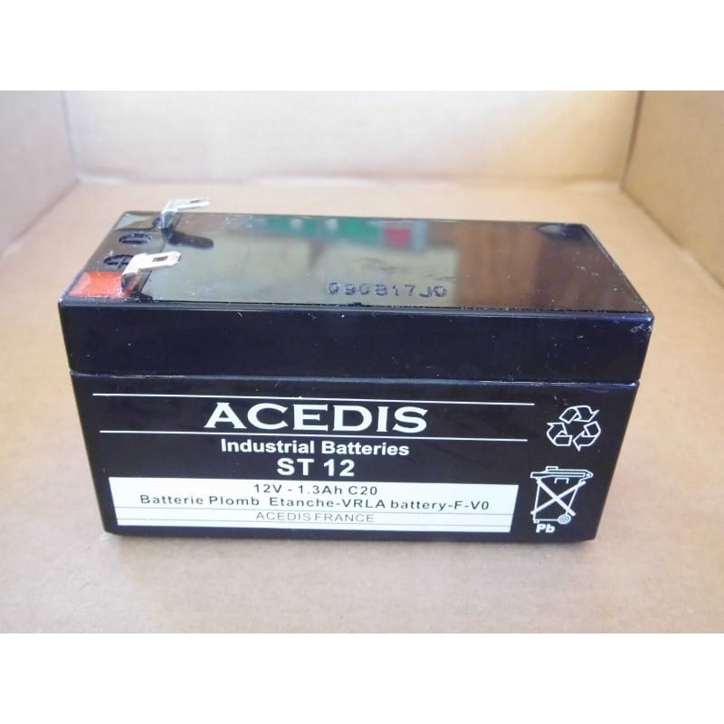 Batterie de Secours 12V 1.3Ah Plomb Étanche pour Alarme, Transmetteur GSM et Sirène (97x44x52mm)