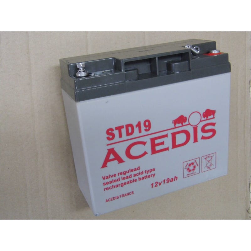 Batterie Plomb Étanche AGM 12V 19Ah Acedis STD 19 (181x77x167mm) - Bornes à Visser M5/M6
