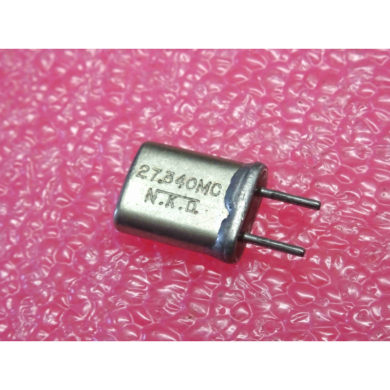 Quartz Piézoélectrique de Précision N.K.D. – Fréquence 27,340 MHz (Fréquence Radiocommande R/C & Télécommandes Industrielles 27 MHz) – Boîtier Traversant HC-49 (Entraxe 4,9 mm)